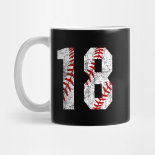 Vintage #18 Baseball Laces Baseball Mom Jersey Love Baseball T-shirt Mug